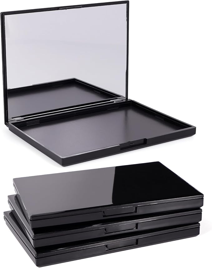 3 Pack Magnetic Makeup Palette with Mirror, Empty Travel Makeup Organizer with 60Pcs Adhesive Metal Stickers For DIY Your Own Powder Palette(Medium Palette - 5.7"x4.3")