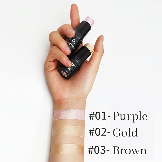 Highlighter Stick,Highlighter Makeup for Face & Body, Multi-Use Body Shimmer Glow Cream for All Skin Types, Buildable, Non-Caking, Long Lasting Radiant for All Day, Great Gift for Women & Girls, Brown