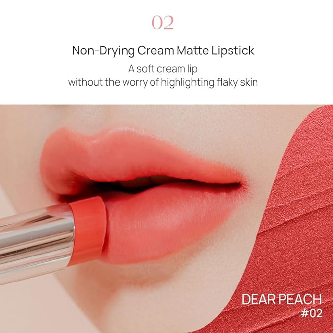 YNM Cream Matte Lipstick, Pigmented Long Lasting Velvet Finish, Creamy Soft Texture, Full Coverage, Lightweight, Moisturizing, Hydrating Lipstick for Women, FLAME RED, 0.19 Fl Oz