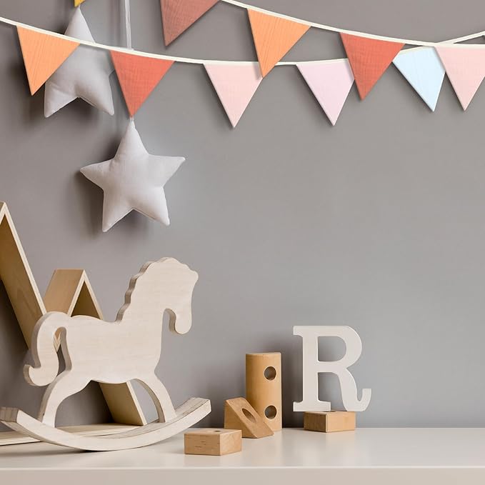 VitalCozy 17 ft Pennant Banner Flags, 2 Pcs Nursery Garland Triangle Bunting Flag Double Side Baby Banner for Boho Decor Baby Shower Birthday Wedding Party Event, Each 8.5 ft(Bright Colors)