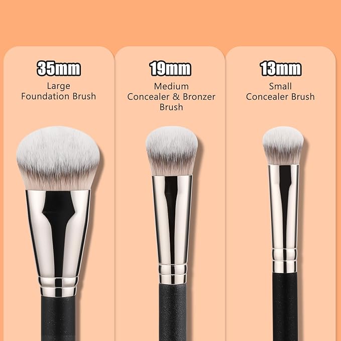 TEOYALL Flat Angled Brushes, Flawless Foundation Brush Under Eye Concealer Brush Bronzer Brush with Liquid Cream Powder
