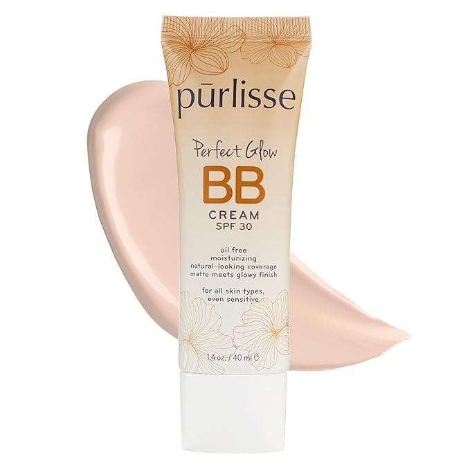 pūrlisse Perfect Glow BB Cream with SPF 30 - Matte Meets Dewy Finish - Enriched with Goji & Hawthorn Berry to Help Improve Skin Texture & Radiance - Fair (1.4 oz)