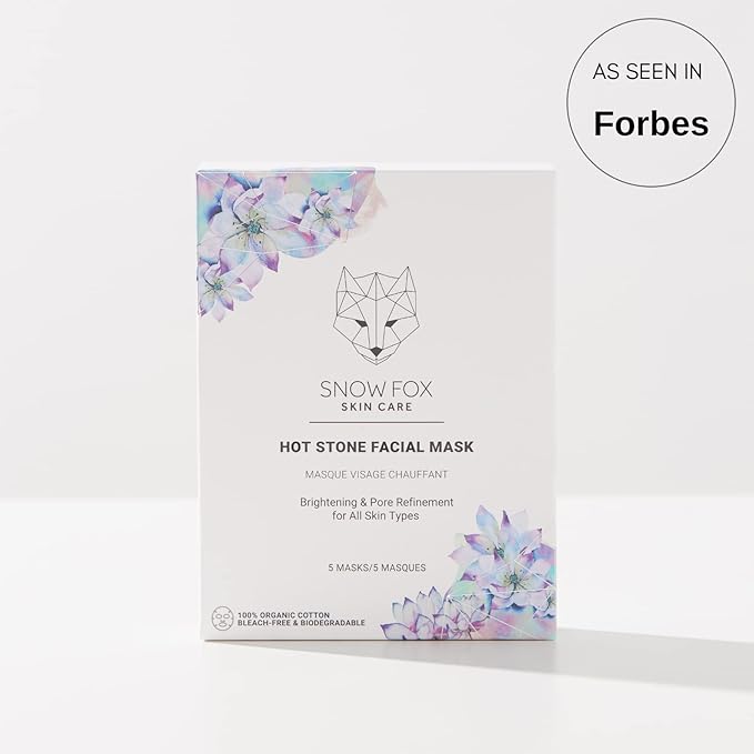 Snow Fox Skincare Hot Stone Facial Mask for Oil Control & Pore Treatment, 5-Pack