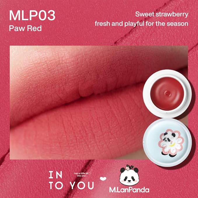 INTO YOU x M.Lan Panda Matte Liquid Lipstick for Women, Canned Long Lasting Pink Lipstick Waterproof with Lip Brush, No Transfer, High Pigmented with Lightweight Lip Mud Texture, MLP03