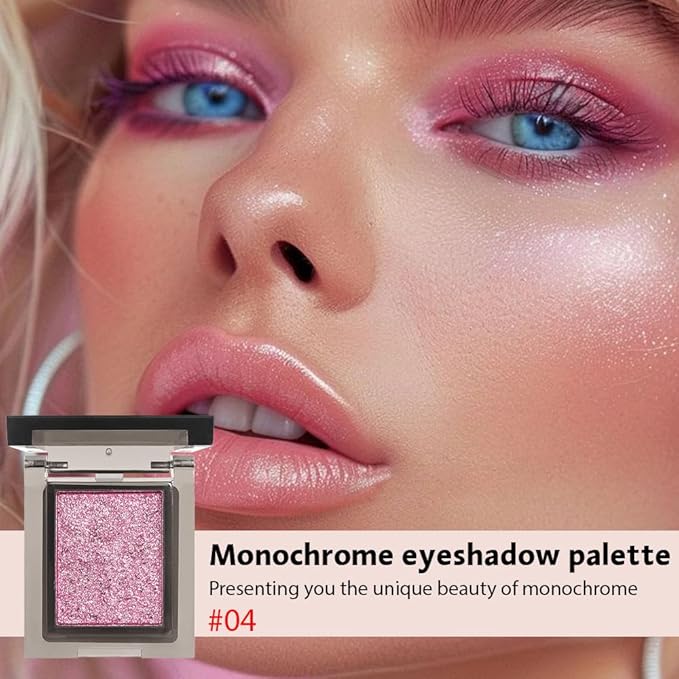 Single Nude Pink Shimmer Eyeshadow,Monochrome Eye Shadow,Apply Makeup Easily,Glitter Pressed Powder Single Eyeshadow,24 Hour Eye Makeup Longwear Waterproof