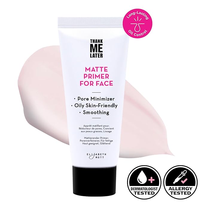 Elizabeth Mott Thank Me Later Face Primer - Mattifying Makeup Base Primer for Shine and Oil Control - Pore Minimizer, Smooths Wrinkles and Fine Lines – Long-Lasting Makeup Gripping Formula, 30g