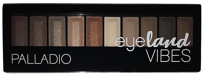 Palladio Eyeland Vibes, Escape to the Tropics, 10 Count Eyeshadow Palette, 5 Curated Palettes, Seductive Nudes to Vibrant Hues, Complimentary Shades, Day and Night Looks, Rich Pigment, Sandbar