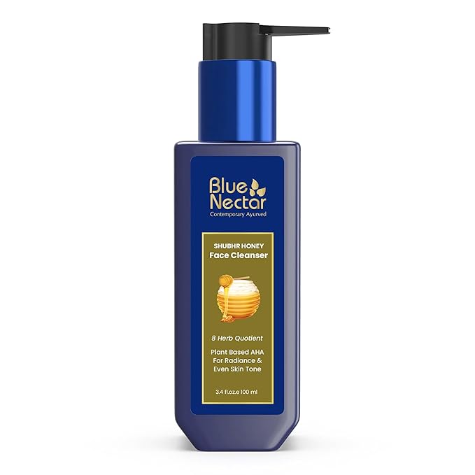 Blue Nectar Ayurvedic Honey and Aloevera Face Wash and Makeup Remover | Daily Facial Cleanser for Women and Men | All Skin Types (8 Herbs, 3.4 Fl Oz)