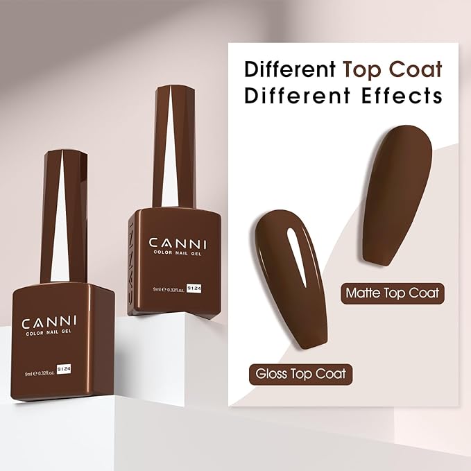 CANNI Dark Brown Gel Polish, 1Pcs Irish Coffee Brown Nail Polish Gel High Gloss Soak Off UV French Manicure Salon DIY