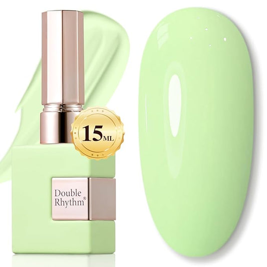 Double Rhythm 15ML Gel Nail Polish Pure Sheer Same Color Same Bottle Soak Off Gel Polish Art Manicure Salon DIY at Home for Women (Green-A1391)