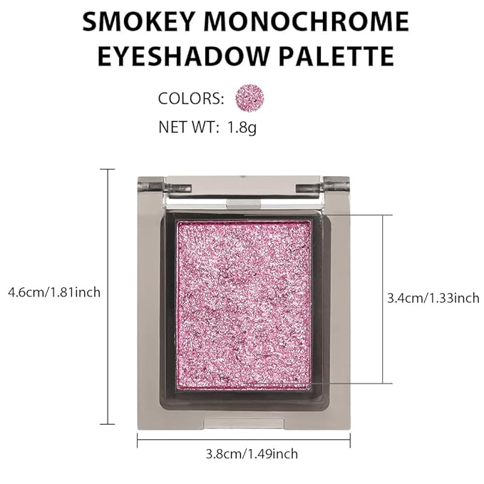 Single Nude Pink Shimmer Eyeshadow,Monochrome Eye Shadow,Apply Makeup Easily,Glitter Pressed Powder Single Eyeshadow,24 Hour Eye Makeup Longwear Waterproof