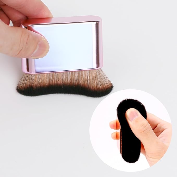 Yoseng Self Tan Brush for Body - Self Tanner Brush with Wavy Vegan Bristles, Pink Rose Gold Handle - Multiuse Body Makeup Brush for Sunscreen, Lotion & Tanning Mousse