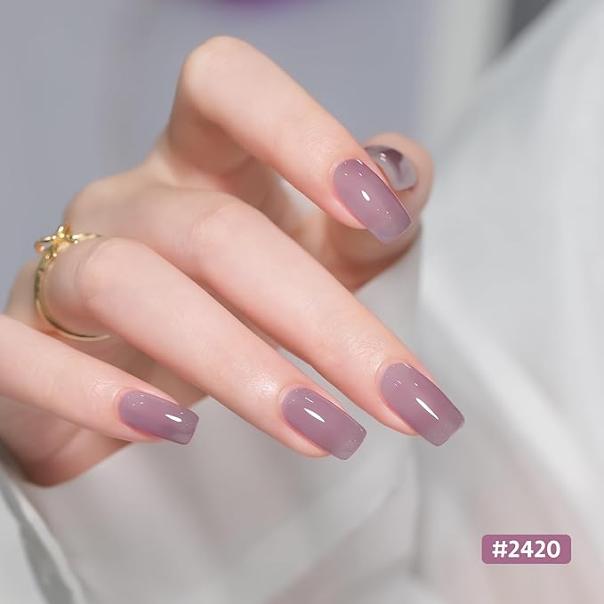 GAOY Mizzle Gel Nail Polish, Jelly Milky White Blue Gray Purple, Sheer Gel Polish Kit for Salon Manicure and Nail Art DIY at Home