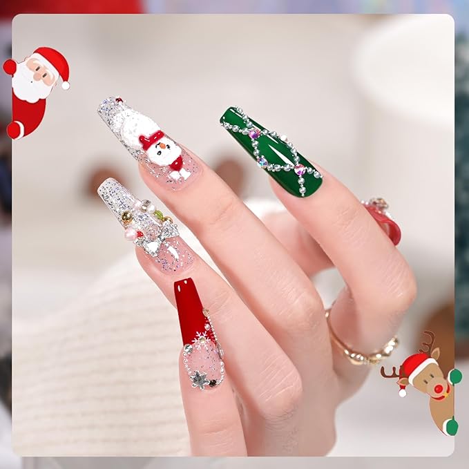 GAOY Glitter Gel Nail Polish Set of 6 Colors Including Red Green White Gold Sliver Chrome Platinum UV LED Soak Off Sparkly Home DIY Manicure