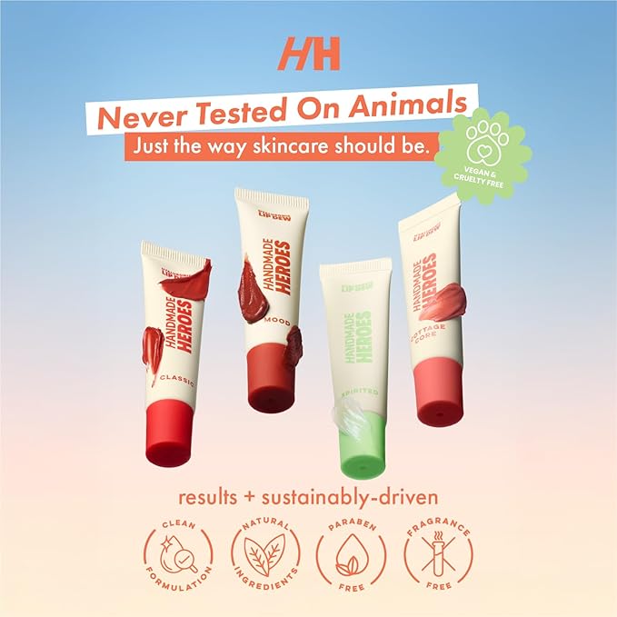 Handmade Heroes 100% Natural Vegan Tinted Lip Gloss with Hyaluronic Acid - Lightweight Moisturizing Soft Lipstick for Dry Lips - Cottage Core (Pink)