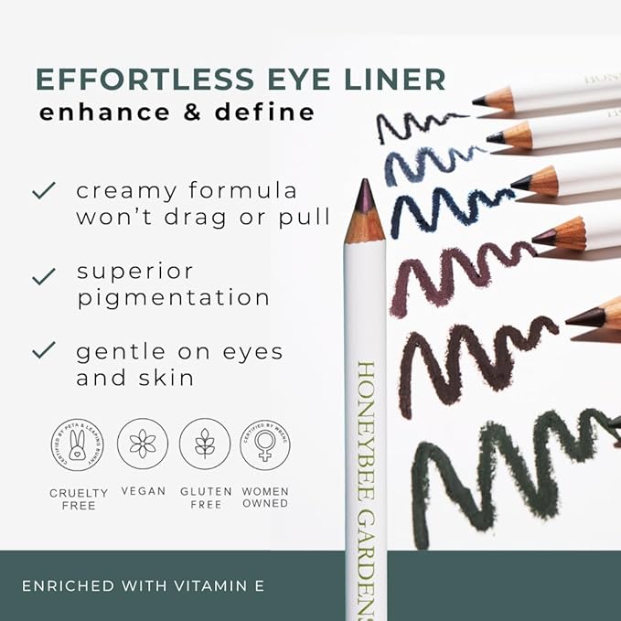 Honeybee Gardens Effortless Eye Liner Pencil in Envy, Rich Pigmentation, Smooth, Long-Wearing, Vegan, Gluten-Free