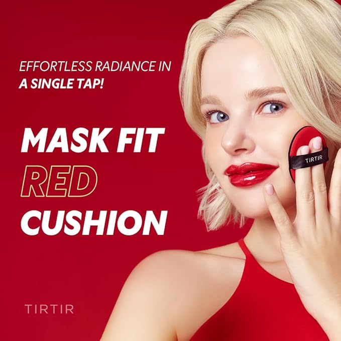 TIRTIR Mask Fit Red Cushion Foundation | Full coverage, Weightless, Skin fit, Satin Glow Finish, Korean Makeup BB Foundation, beauty, Tattoo cover up, Buildable (#40N Cinnamon, 0.63 Fl Oz)