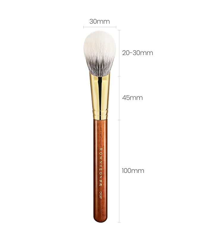 Desert Oak Series Fingertip Contour Brush - Finger-Shaped Dual Goat Hair for Seamless Blush & Sculpting, Bubinga Handle & Brass Ferrule (CM 187)