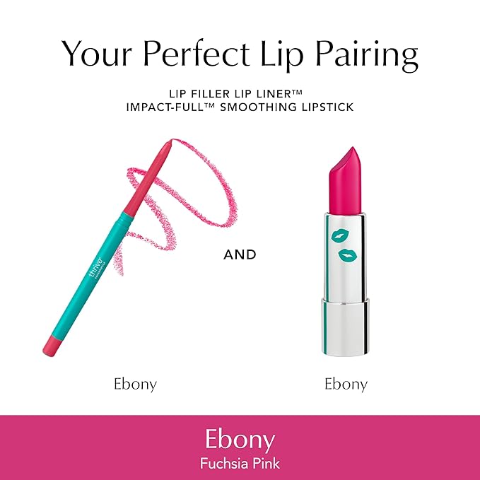 Thrive Causemetics Impact-FULL Smoothing Lipstick, Moisturizing Lip Makeup Essential with Vitamin E, Lightweight Creamy Lipstick for Women, Long Lasting, Vegan, Shade Ebony (Fuchsia Pink)