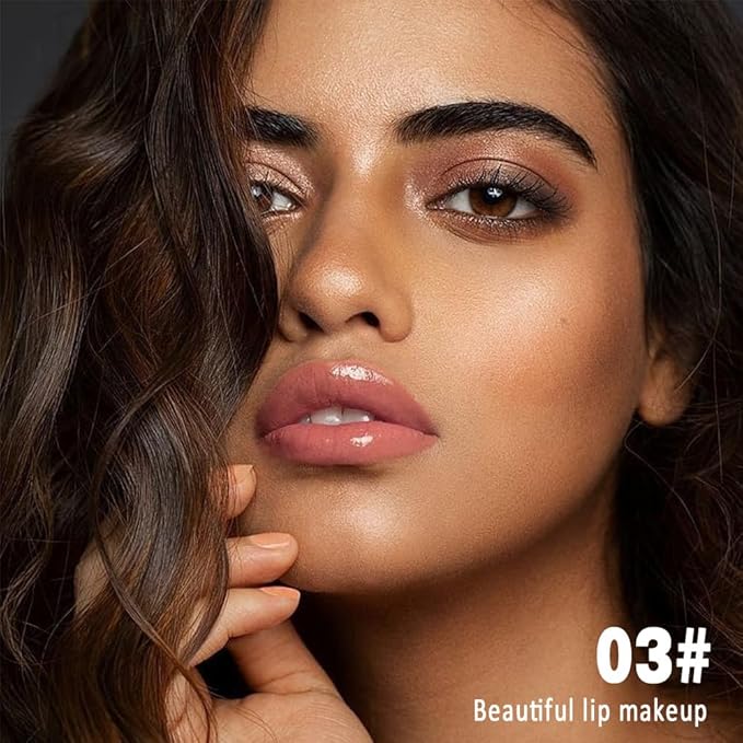 evpct Light Nude Shiny Longwear No-Budge Liquid Lip Color Lipstick Makeup, Highly Pigmented Color Instant Shine, Waterproof Long Lasting Lipstick for Women, Lip Stain Gloss with Lip Liner Brush, 03#