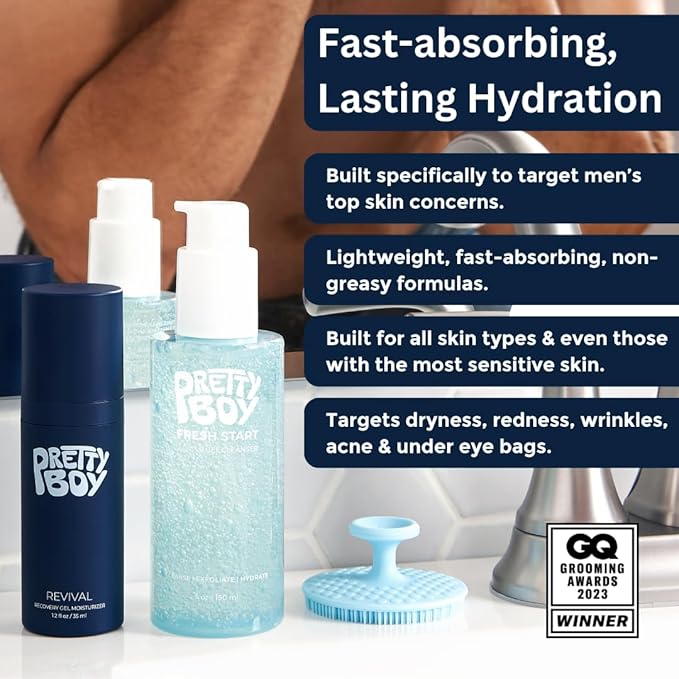 Prettyboy Fresh Start Gentle Face Cleanser | Hydrating & Exfoliating with Niacinamide, Hyaluronic Acid, and Amino Acids | Dermatologist-Approved, Sensitive Skin-Friendly, Daily Facial Wash