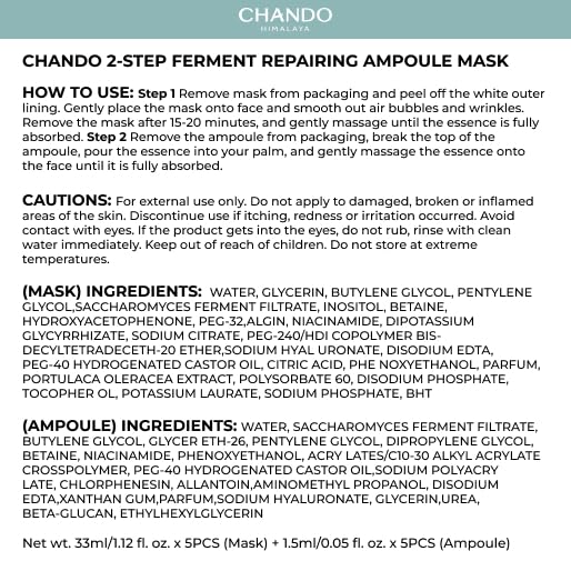 2-Step Ferment & Niacinamide Repairing Ampoule Mask (1.5ml+33mlx5PCS) - Hydrating Mask with Ferment for Skin Recovery and Redness Reduction