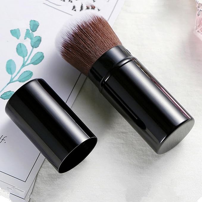 Retractable Foundation Makeup Brushes, Travel Kabuki Powder Brush Liquid Foundation Brush with Cover Perfect for Blending Liquid, Bronzer, Buffing, Cream, Flawless Powder Cosmetics