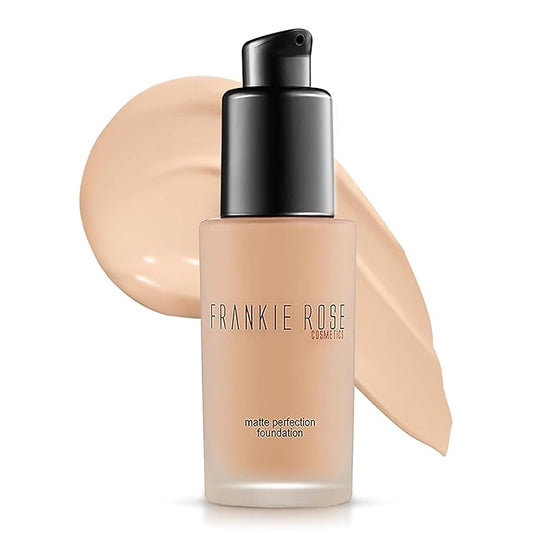 Frankie Rose Cosmetics Matte Perfection Foundation Makeup – Long-Lasting, Hydrating Foundation for Semi-Matte Finish - Foundation Full Coverage for All Skin Types - (Angel) 1.0 US fl oz / 30 ml