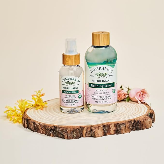 Humphreys Witch Hazel Refining Toner Mist Spray | Pore-Refining Facial Toner | USDA Organic| Soothing Rose Water | Travel Size 3.3 Fl Oz | Vegan & Cruelty-Free | for All Skin Types