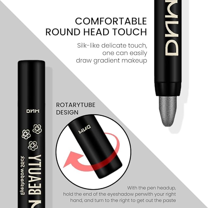 evpct 4Pcs Cream Eyeshadow Pencil Bulk Stick Set for Eyes Waterproof Pearl White Pearl Black Violet Purple Royal Blue Shimmer Metallic Eyeshadow Crayon Stick sombras en crema para ojos