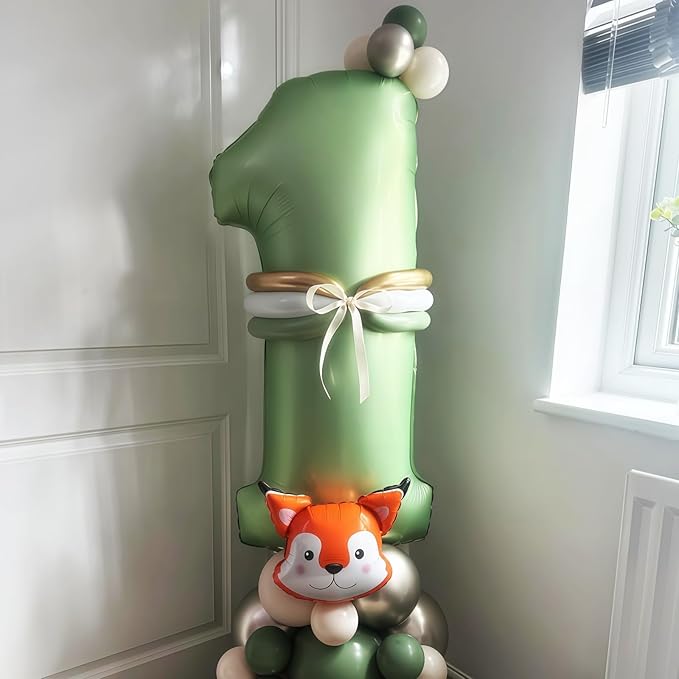 Sage Green 1 Number Balloon,Olive Green 1 Balloons 40 Inch Large Helium Foil Mylar 1st Birthday Balloons for Boy Girl Baby Shower Birthday Jungle Party Decorations