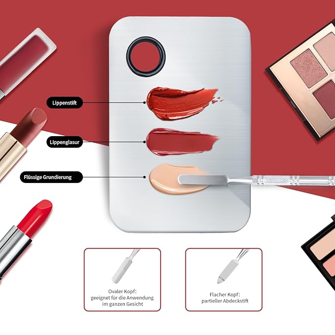 Makeup Mixing Palette, Upgrad Stainless Steel Metal Mixing Tray with Spatula Artist Tool for Mixing Foundation Nail-Art