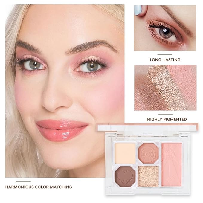 5 Colors Eyeshadow Palette Makeup, Matte Shimmer Eye Shadow Palette, Long Lasting Naturing-Looking, paleta de sombras de ojos,Everyday to Eye Makeup Looks,Vegan & Cruelty-free 03#