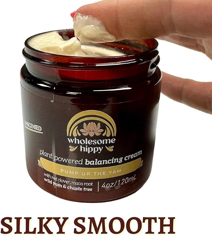 Wholesome Hippy Wild Yam Cream for Balance Support Body Cream with Maca, Chaste Tree, Milk Thistle & Shea – Moisturizing Botanical Balm for Women & Men – 4oz - Unscented
