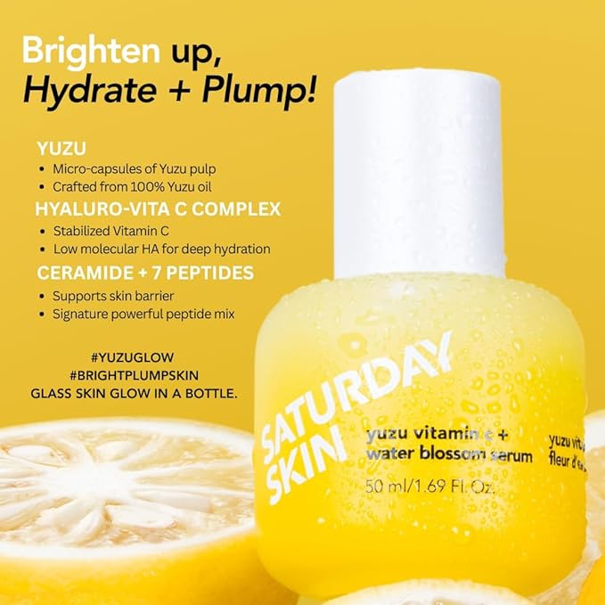 Vitamin C Serum For Face From Yuzu - Brightening Formula With Hyaluronic Acid 7 Peptide Mix And Niacinamide, Deeply Hydrate, Improve Uneven Skin Texture, Vegan, Korean Skin Care (30 ml)