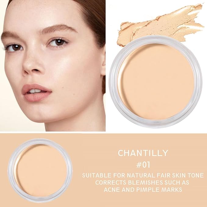 Kaely Cream Pot Concealer Full Coverage Makeup Set, Under Eye Brightener Color Correcting Concealer for Dark Circles, Waterproof Foundation Palette with Brush, Eye Ring Corrector de ojeras, 01