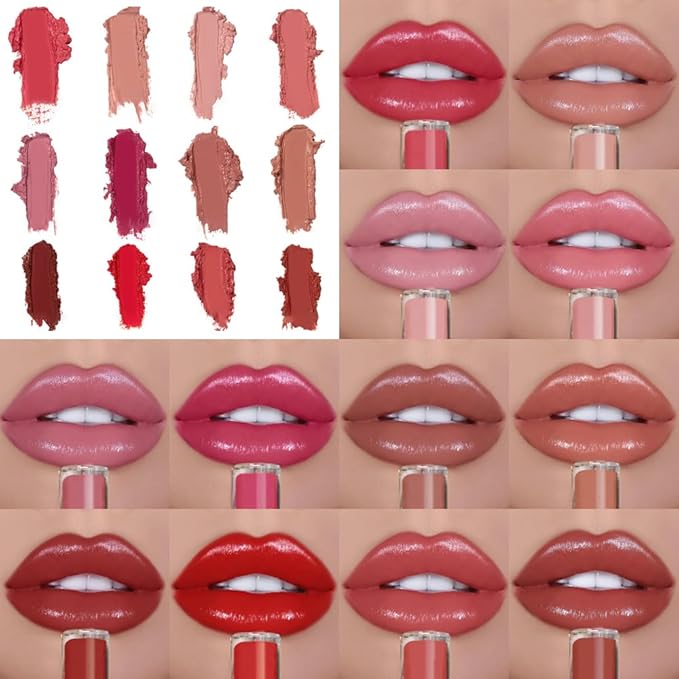 12 Color Cream Lip Gloss, 2025 New Cream Texture Lipstick Non-Stick Lip Gloss, Long Lasting Lipstick Hydrating Lip Tint Natural Non-Fading Liquid Lip Stick for Women (#06, One Size)