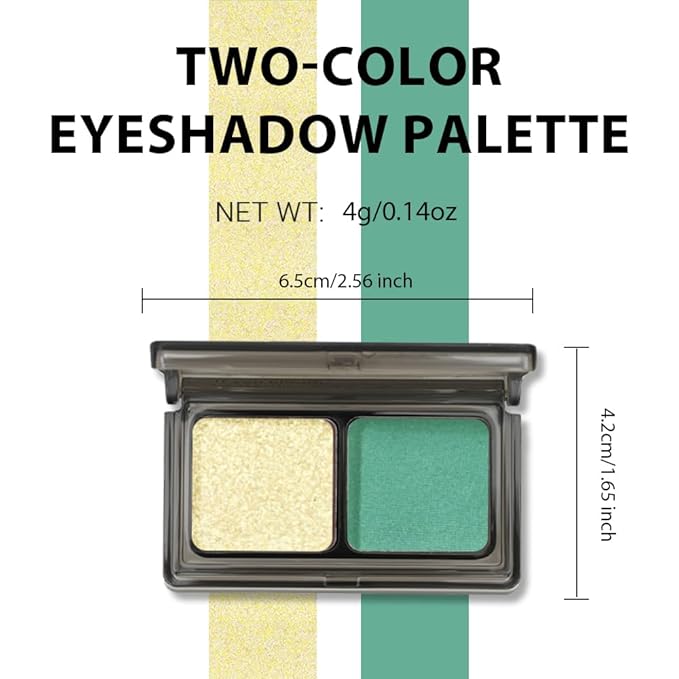 Gold Shimmer Eyeshadow Matte Green Double Colors Palette, High Pigment Eye Shadow Powder, Blendable Smooth and Texture Waterproof, Smudge-proof, Durable and Long-lasting Makeup Palette 03#