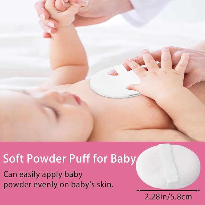 SHIMIDO Body Powder Puff and Container, 3.15" Portable Empty Powder Case Box with Lids for Baby, Women's, Travel and Home Use (Purple Flowers)