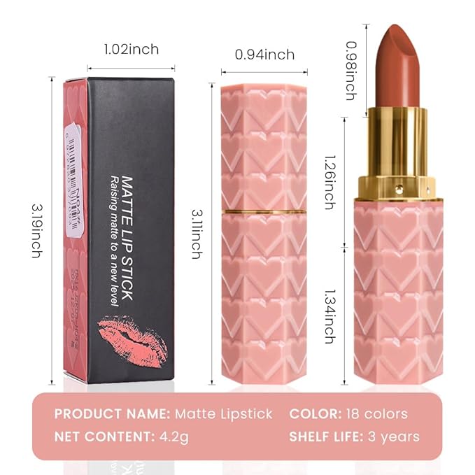 evpct 1Pcs Brown Lipstick, Silky Velvet Matte Lipstick Pack Sets for Women, Long Lasting Smudge Proof Lipstick Lip Stain Makeup Kit matte lipstick 24 hours original N04