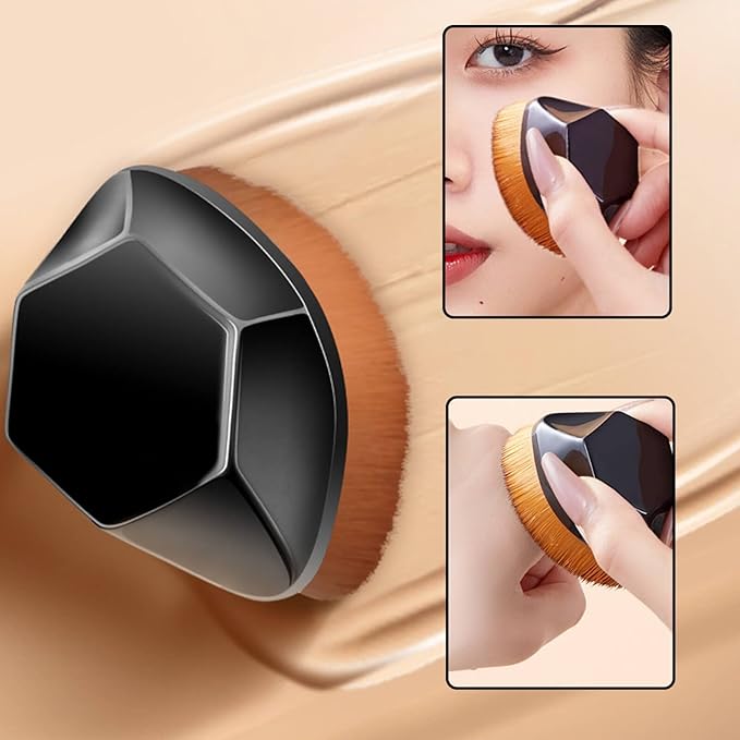 Self Tanner Face Applicator Sunless Tan Flat Top Kabuki Tanning Brush with 200,000 High Density Ultra Soft Nylon Bristles, Black