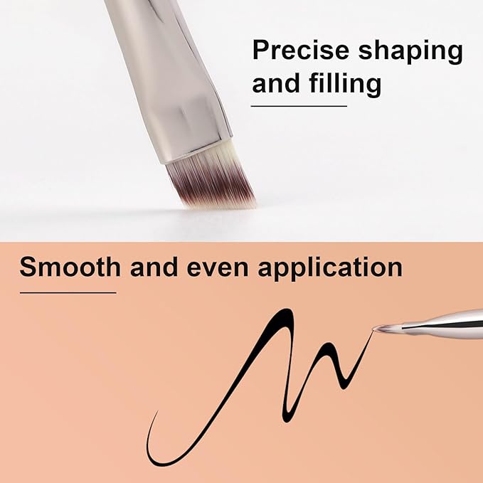 TEOYALL Flat Angled Eyeliner Brush, Soft Thin Slanted Synthetic Bristles Precision Eyebrow Brush For Brow Powder Gel Eye Liner