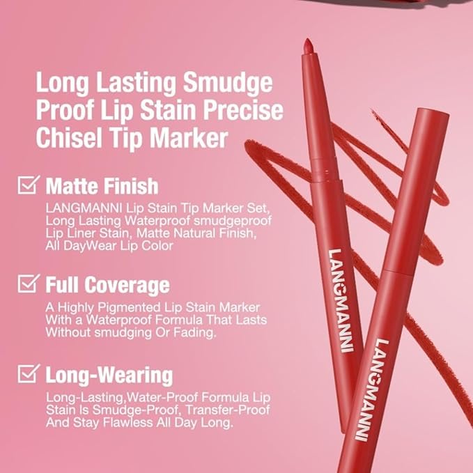 Lip Liner + Lipstick Set (12 Shades Available) -Matte Lipstick for Women, Silk Finish Hydration Lip Kit, Waterproof Smooth Creamy Texture, Bold to Nude Shades for Daily & Party Wear, Makeup Gift(10)