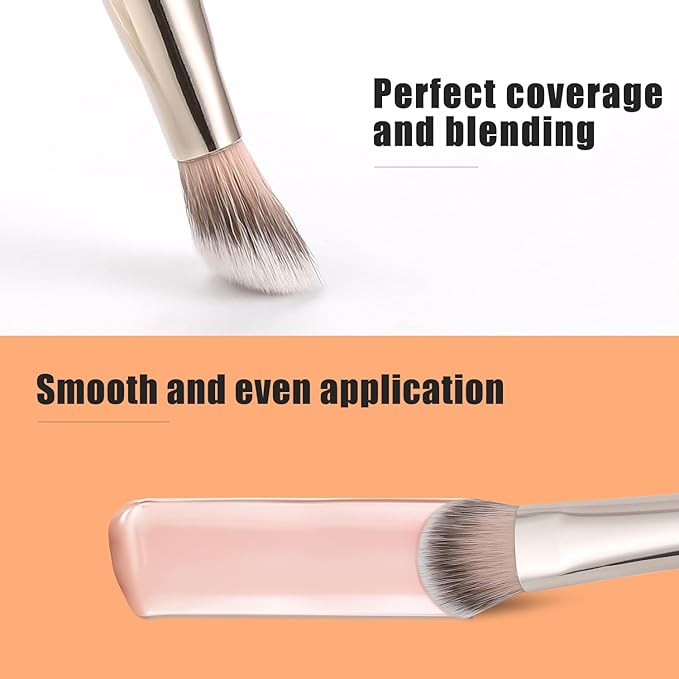 TEOYALL Under-Eye Concealer Brush, Small Flat Angled Synthetic Bristles Flawless Coverage Multitask Brush with Liquid Cream Powder