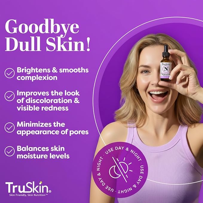 TruSkin (B3) Niacinamide Serum for Face – Minimize Appearance of Pores, Balance Moisture & Tone, Hydrate & Soothe with Hyaluronic Acid, Vitamin E, Aloe & Avocado Oil, 1 fl oz