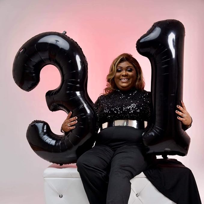 40 Inch Black Foil Balloon Number 1, Giant Self Inflating Number Balloons 0-9 Digital Helium Balloons Set for Girls Boys 1st Birthday Anniversary New Year's Eve Baby Shower Party Decorations Supplies