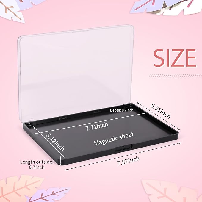 Large Empty Magnetic Eyeshadow Palette with Clear Top, Travel Makeup Organizer with 40Pcs Adhesive Metal Stickers For DIY Your Own Powder Palette (Large Palette - 7.87”x5.51”)