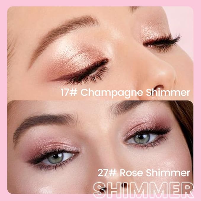 evpct 2Pcs Cream Eye Shadow under Eye Brightener Sticks Set for Eyes Waterproof, Champagne & Rose Shimmer Cream Eyeshadow Applicator Stick Long Lasting Pigmented Eye Makeup sombras en crema para ojos