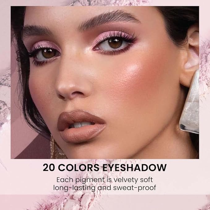 20Colors Light Purple Pink Nude Basics Matte Eyeshadow Palette,Eye Shadow Travel Makeup Palette all in one Long Lasting Waterproof,Great for Travel Gift Kit
