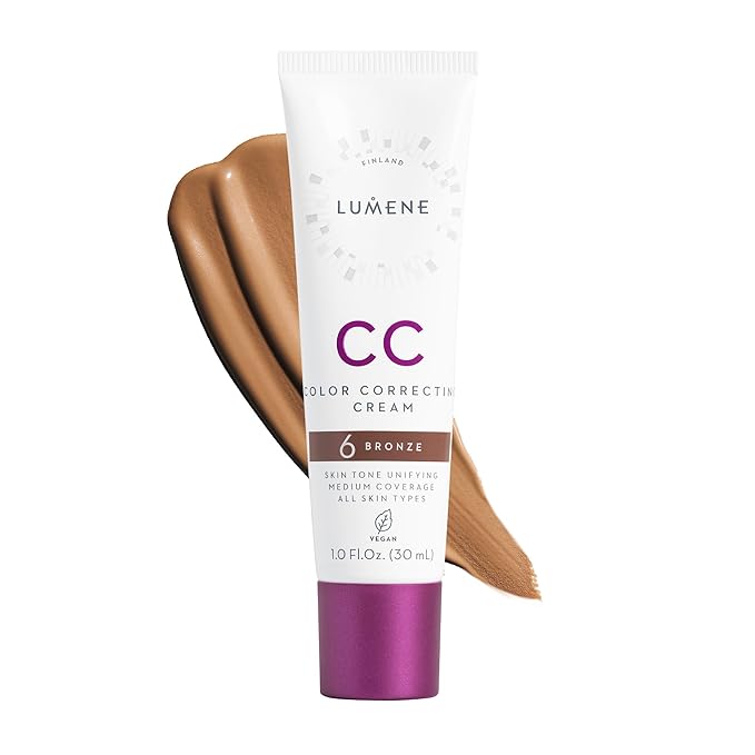 Lumene Color Correcting CC Cream - Lightweight Foundation - Medium Coverage - Redness Reducing Face Makeup for a Glowing Complexion - Vegan Formula + Suitable for All Skin Types - Bronze (1 fl oz)